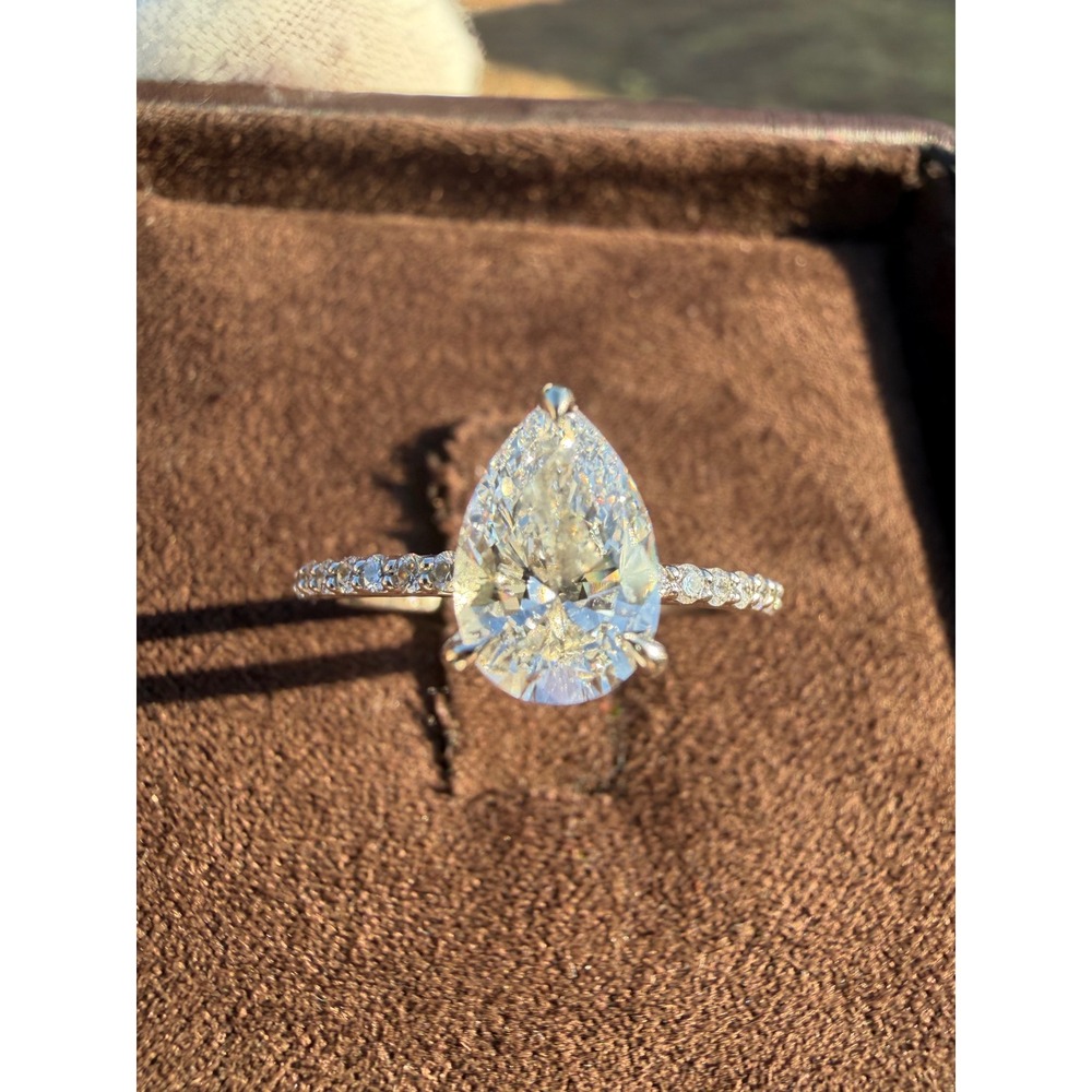 1.16ct Pear IGI Lab Diamond Engagement Ring 18k White Gold Sz 7